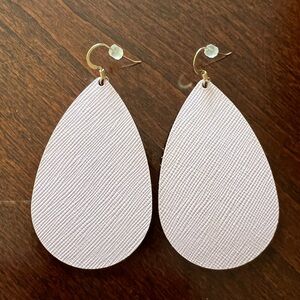Light Pink Teardrop Leather Earrings